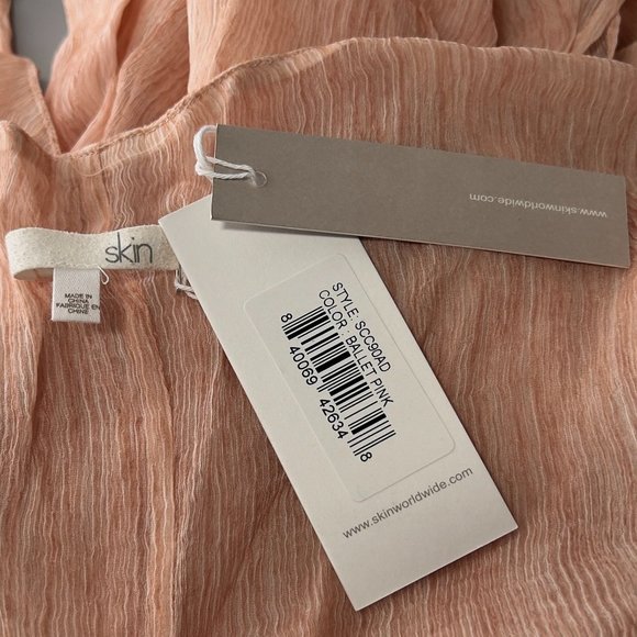 SKIN - Ballet Pink Shani Silk Chiffon Midi Chemise - SCC90AD -  Size 2 NWT - Picture 9 of 9
